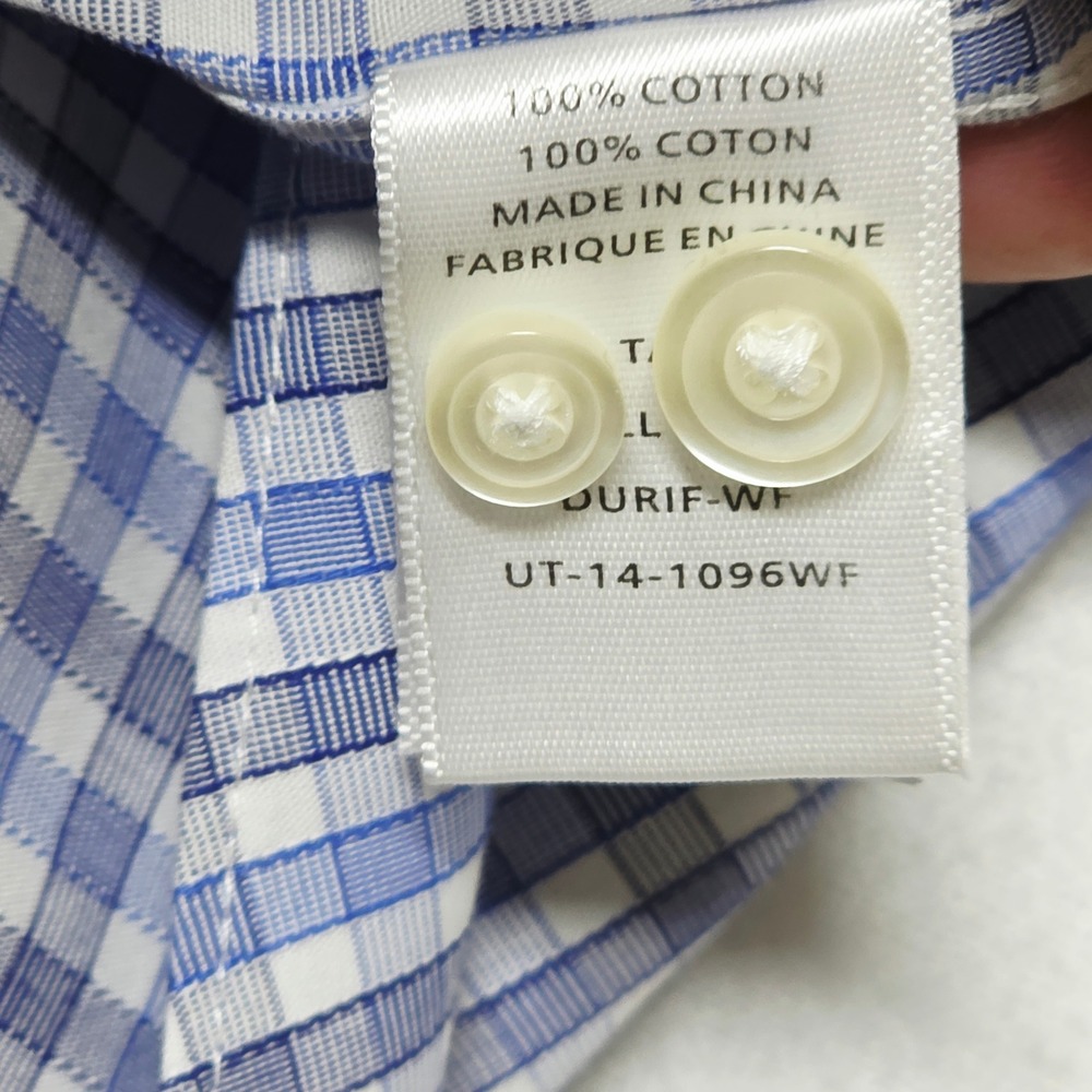 UNTUCKit Button‎ Down Men's Shirt Large Blue White Slim Fit Wrinkle Free Check - Picture 6 of 12